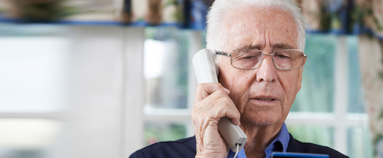 Senior on phone