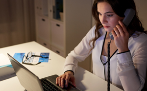 Woman calling customer support