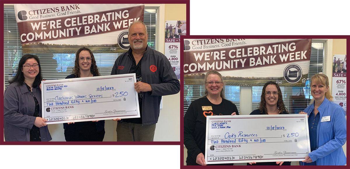 Oregon City Community Bank Week Donation