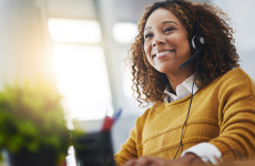 Person helping customer on the phone